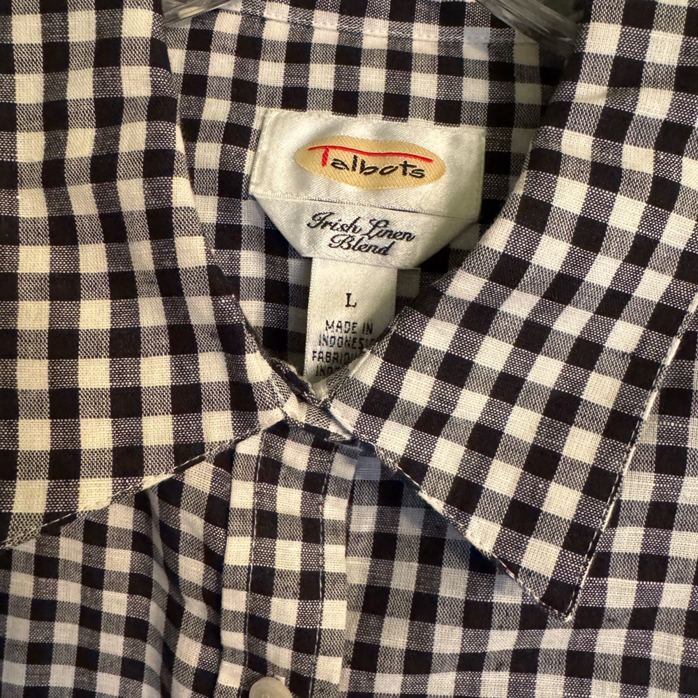 Talbots Black and White Casual Button Down Shirt